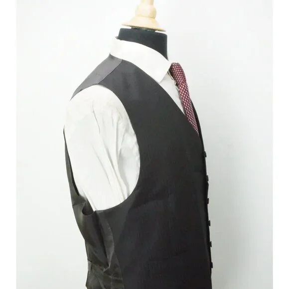 Raffaele Caruso Charcoal Striped Loro Piana 3Pc Suit Jacket Pants Vest 44R NEW